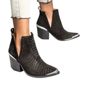 Jeffrey Campbell Black and Silver Textured Ankle Boots